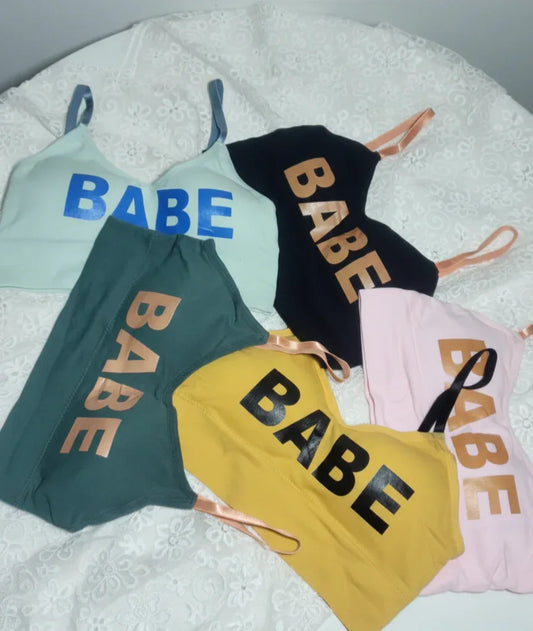 Seamless "BABE" Removeable Padded Top