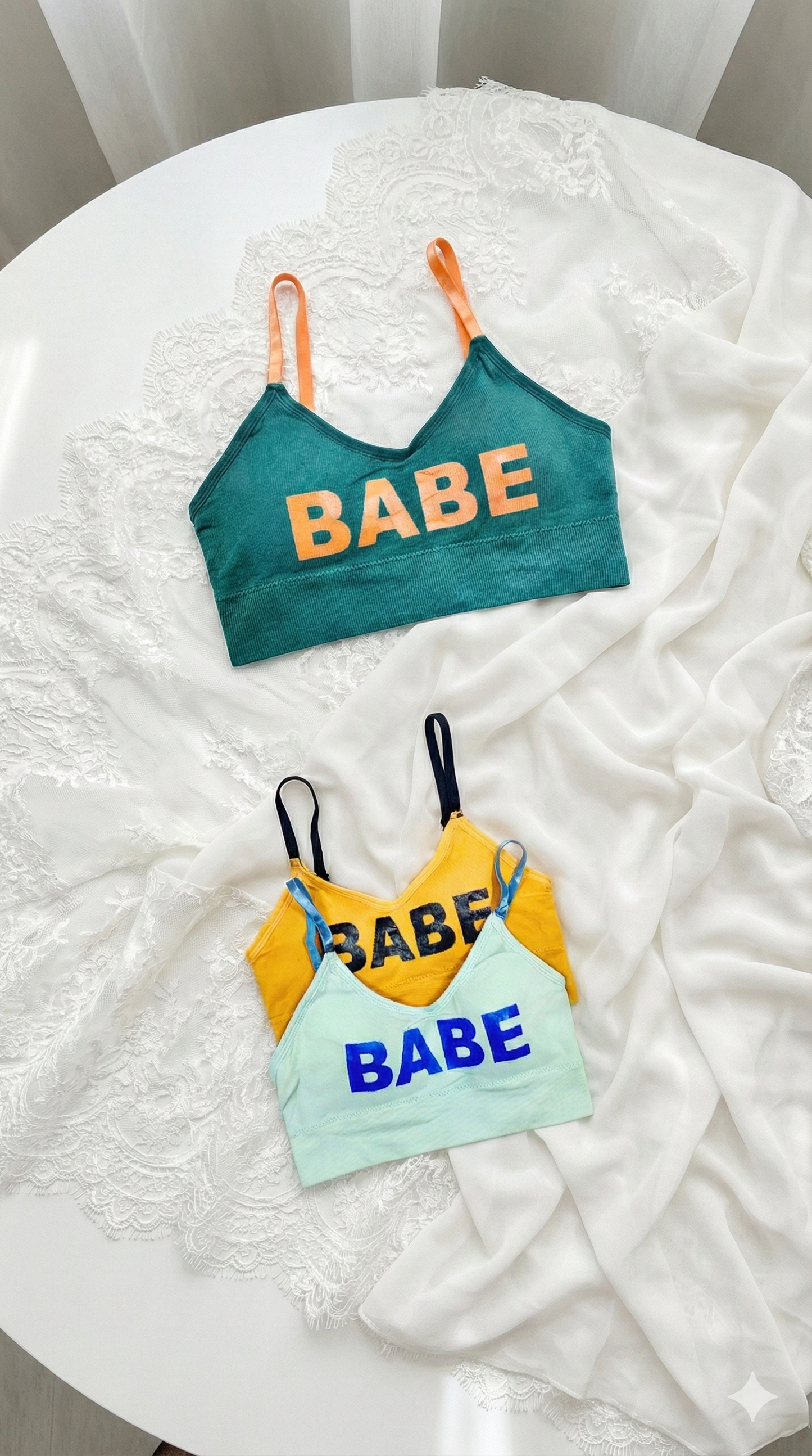 Seamless "BABE" Removeable Padded Top