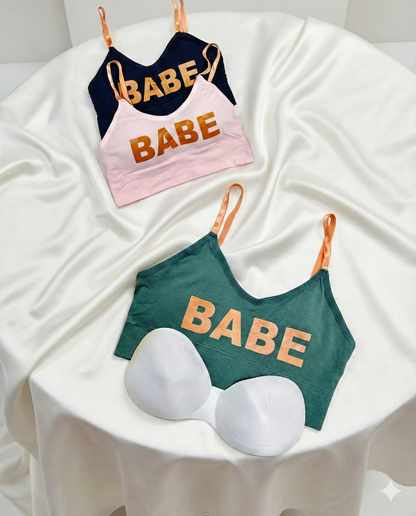 Seamless "BABE" Removeable Padded  Top