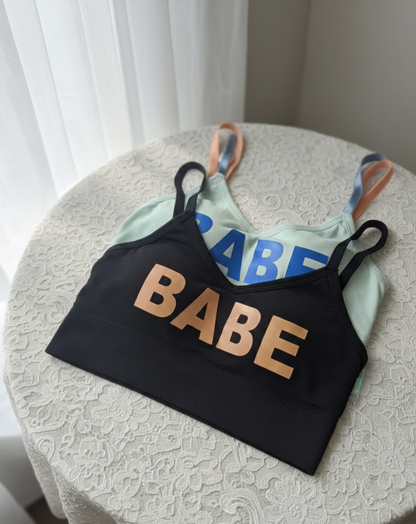 Seamless "BABE" Removeable Padded  Top