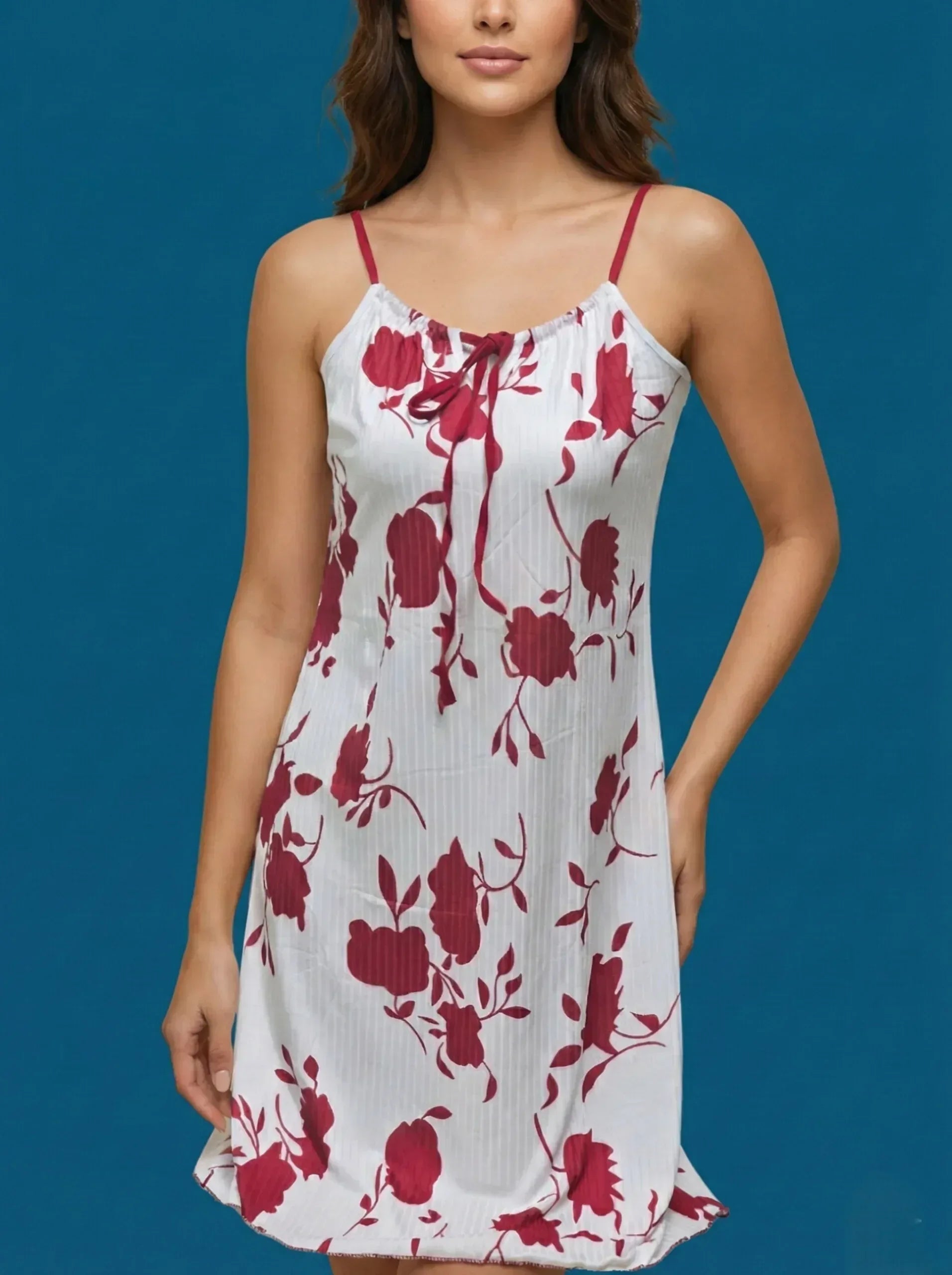 White & Burgundy Floral Slip Dress - MixShoppee