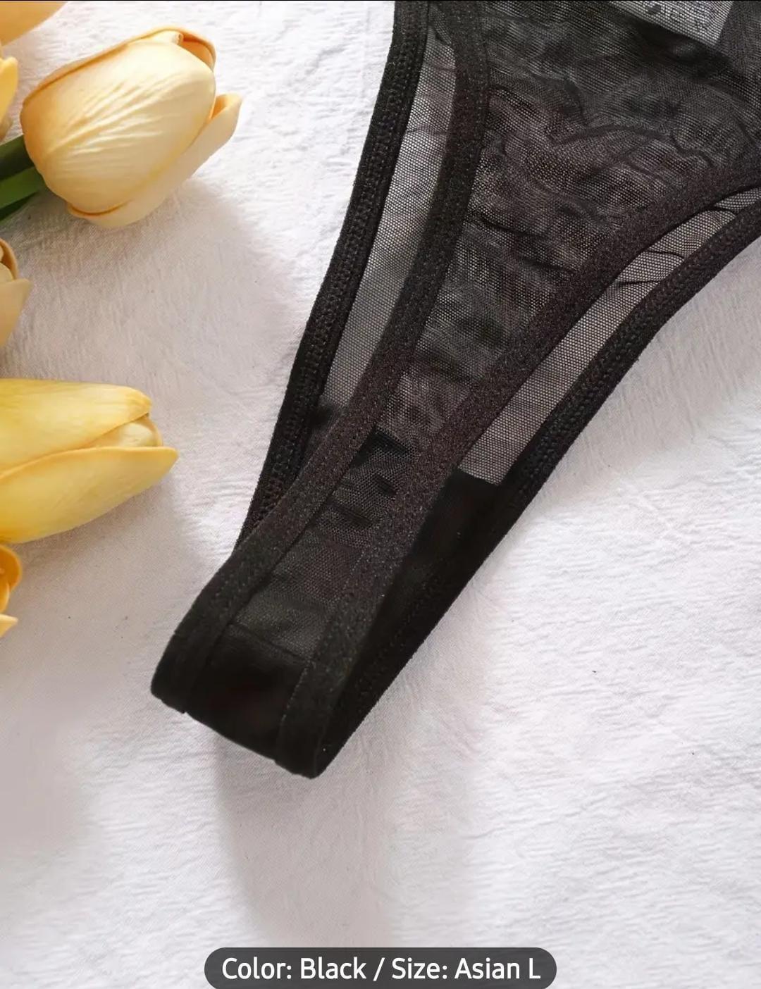 Heart-Embellished Chain Strap Underwire Bra Penty - MixShoppee