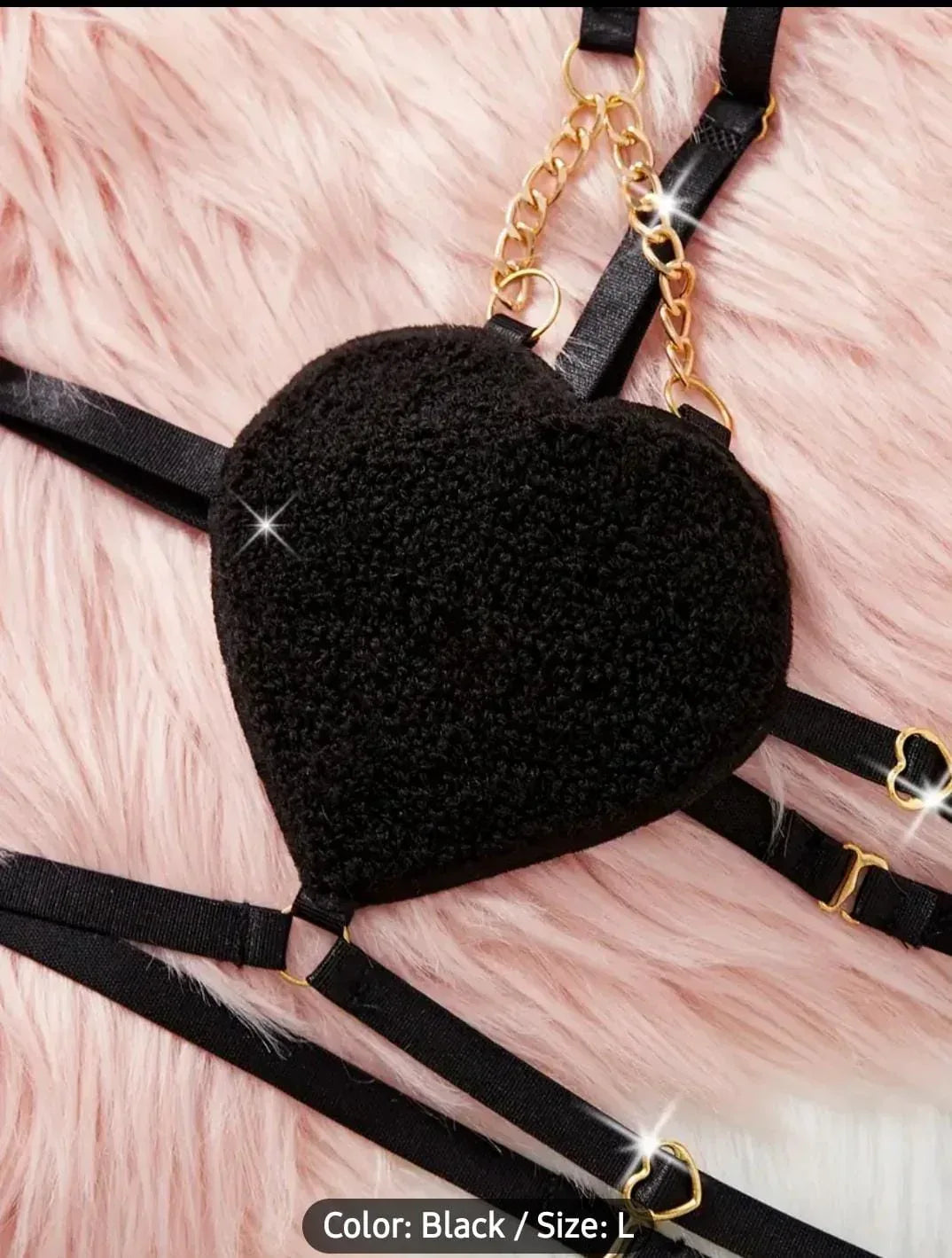 Black heart-shaped lingerie set - MixShoppee