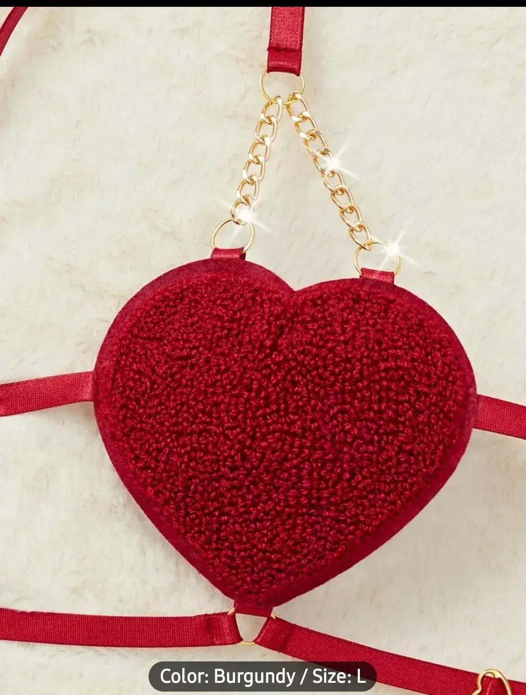 Heart Cup Chain Detail Bra & Thong Set - MixShoppee